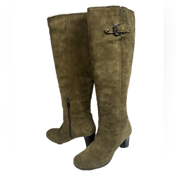 Michael Kors/ Burke/Olive/ Genuine Suede Knee High Boots - Picture 2 of 16